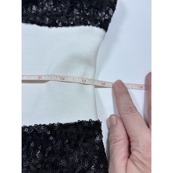 Bailey 44 Do The Hustle Dress White Black Small Stripe Sequins Sleeveless Sheath - Picture 8 of 13